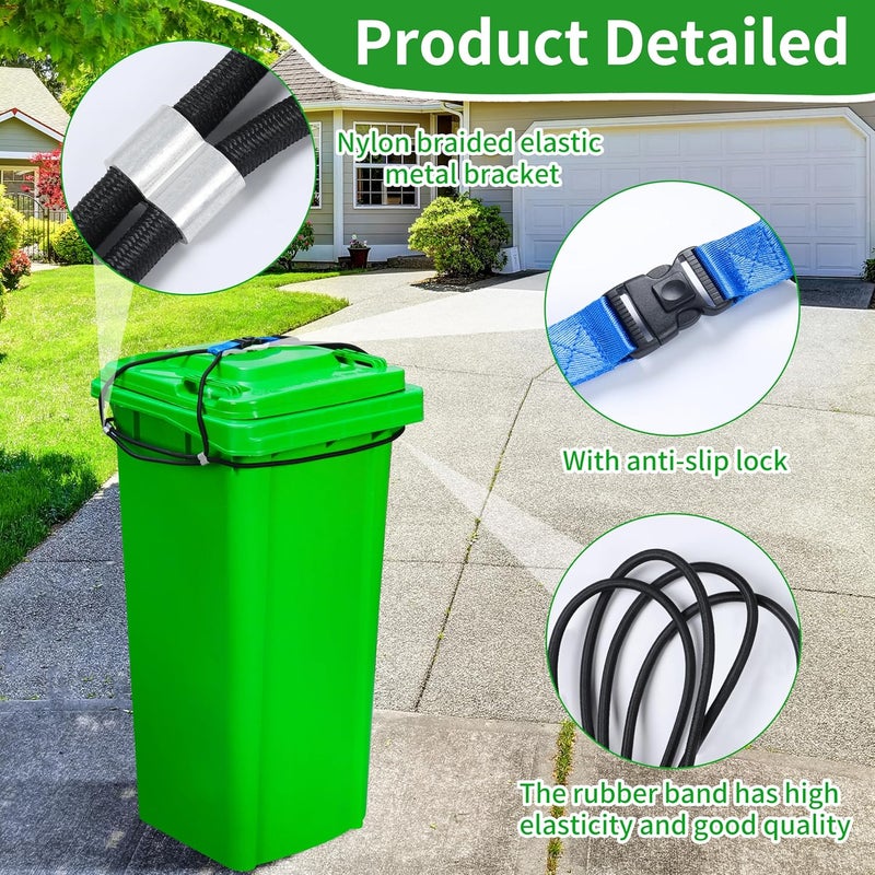 Foxmox Trash Can Locks for Animals - 2PCS Garbage Can Lid Locks with Heavy Duty Bungee for Raccoons Proof,Bears Proof and Wind-Resistant for 30-40 Gallon Cans - Image 5